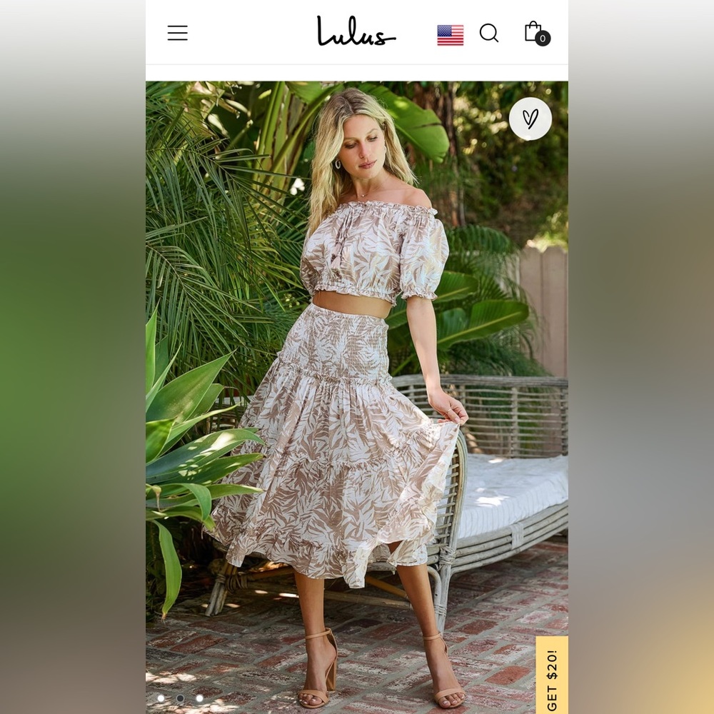 Lulu’s Summer Heat Tan Leaf Print Set